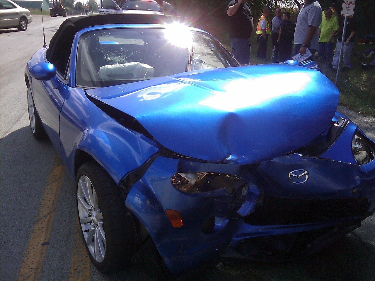 car, accident, crash, crashed, smash, smashed, auto, automobile, damage, vehicle, wreck, broken, collision, wreckage, dent, crush, car wallpapers, crushed, hood, repair, emergency, drunk, driving, bumper, blue car, blue emergency